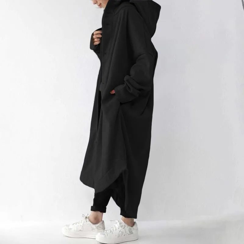 Trench Coats for Women Fall Winter 2024 Lightweight Hooded Button Down Long Coats Jacket Overcoat