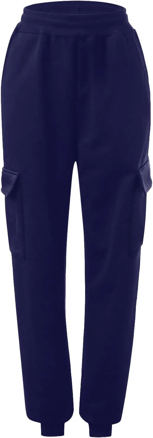 Trendy Sweatpants for Women 2024 Cargo Pants Women Casual Solid Elastic Casual Pants with Pockets Trousers