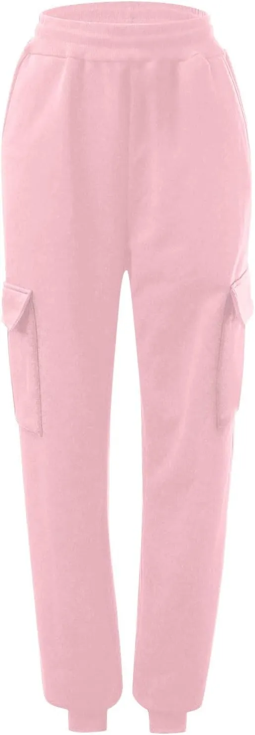 Trendy Sweatpants for Women 2024 Cargo Pants Women Casual Solid Elastic Casual Pants with Pockets Trousers