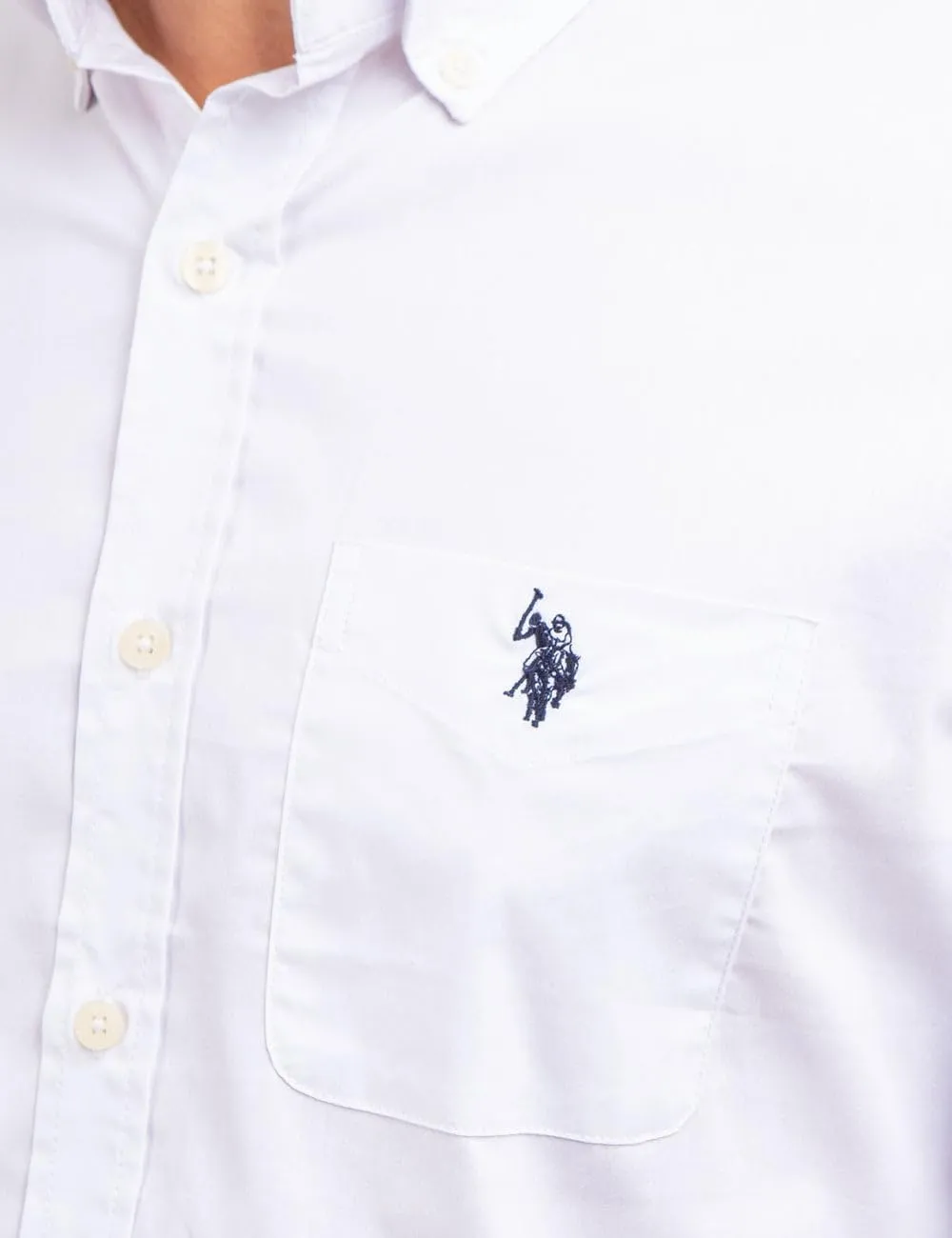 U.S. Polo Assn. Men's Long Sleeve Classic Fit 1 Pocket Solid Stretch Poplin Woven Shirt