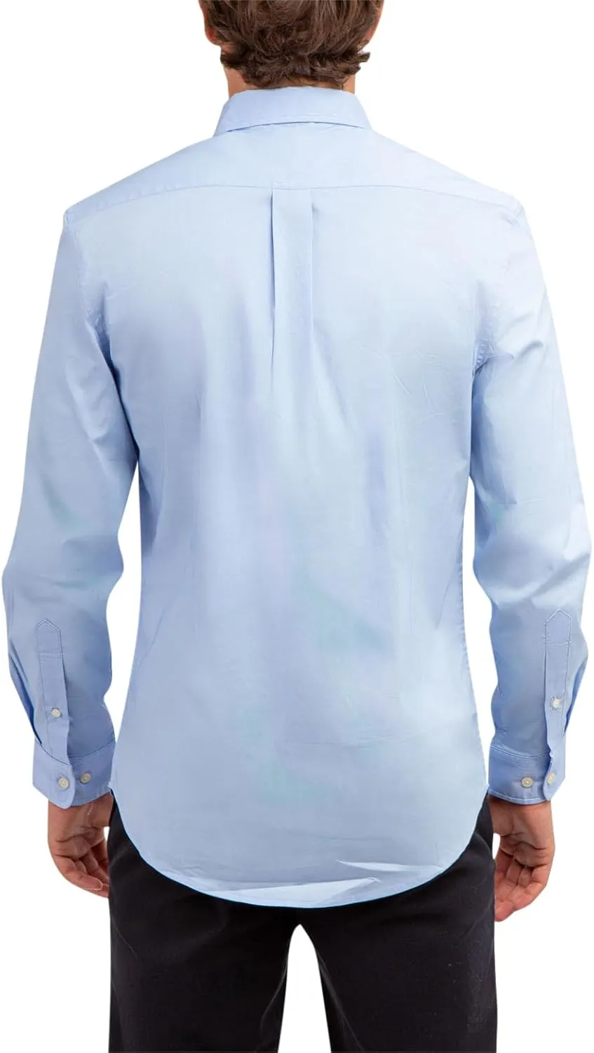 U.S. Polo Assn. Men's Long Sleeve Classic Fit 1 Pocket Solid Stretch Poplin Woven Shirt