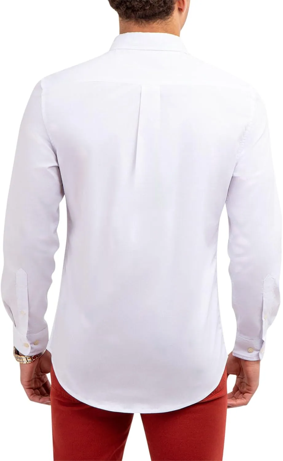 U.S. Polo Assn. Men's Long Sleeve Classic Fit 1 Pocket Solid Stretch Poplin Woven Shirt