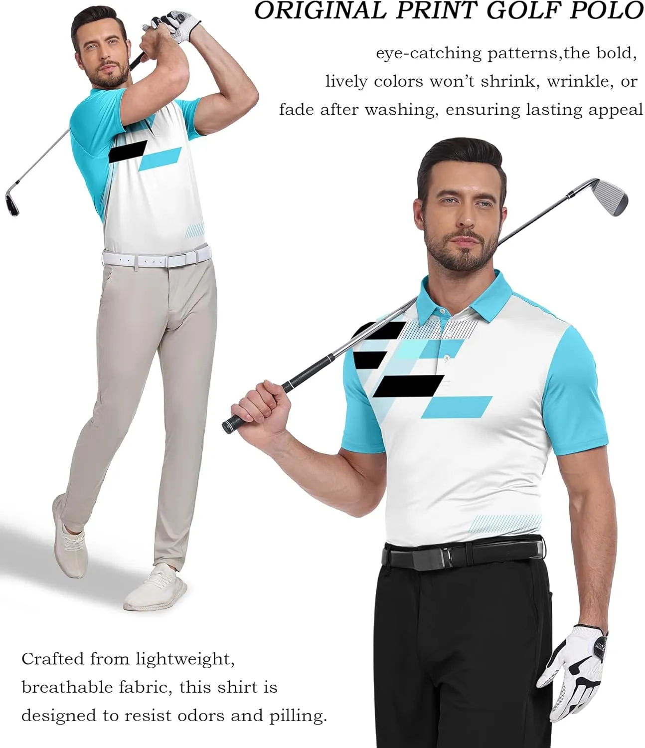 V VALANCH Mens Polo Shirts Short Sleeve Moisture Wicking Golf Tennis Polo Casual Shirts