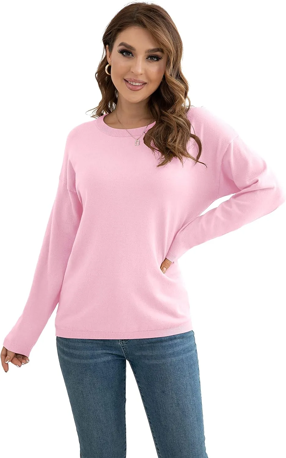 VIISHOW Women's Pullover Sweaters Long Sleeve Print Knitted Crew Neck Sweater Tops a Little Run Big