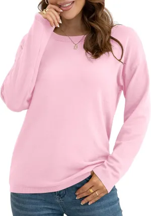 VIISHOW Women's Pullover Sweaters Long Sleeve Print Knitted Crew Neck Sweater Tops a Little Run Big