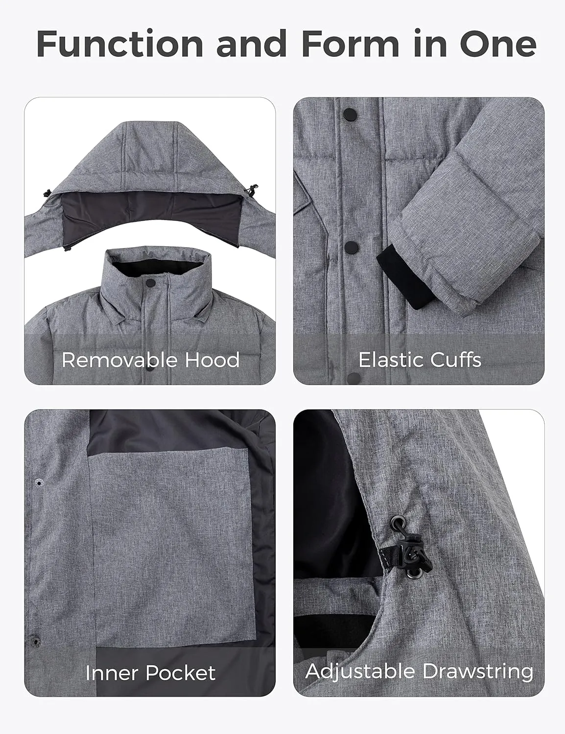 wantdo Men's Hooded Winter Coat Puffer Jacket Thicken Bubble Coat Winter Parka