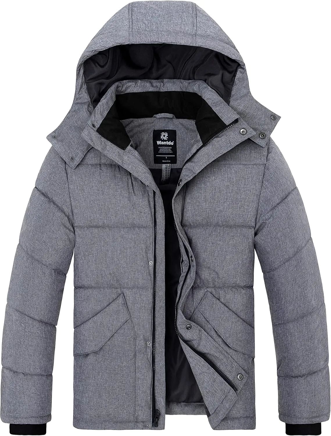 wantdo Men's Hooded Winter Coat Puffer Jacket Thicken Bubble Coat Winter Parka