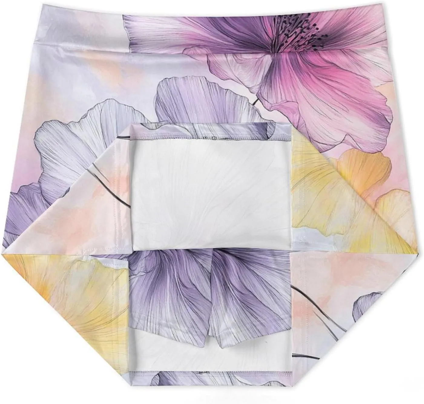 Watercolor Flowers Women's Mini Tennis Skirt with Shorts Underneath Athletic Workout Cute Skorts