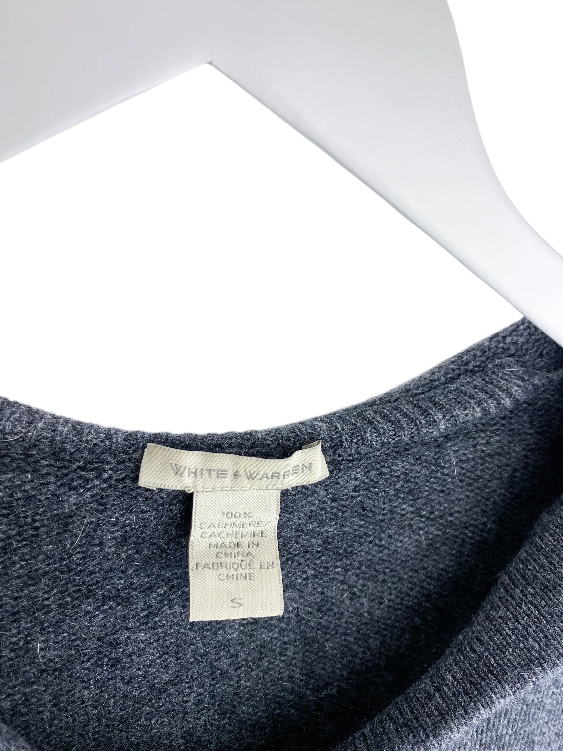 White   Warren Women's Cashmere Hoodie Sweater Charcoal Heather Size S