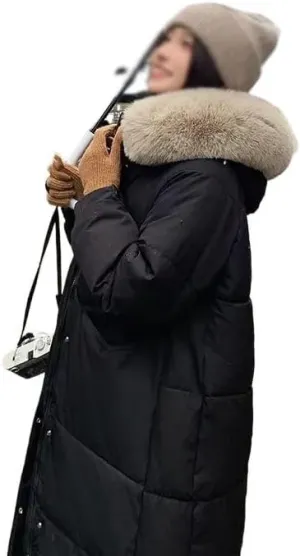 Winter Long Down Cotton Jacket Women Zipper Loose Padded Coat Female Solid Thickening Warm Puffer Parka Jackets