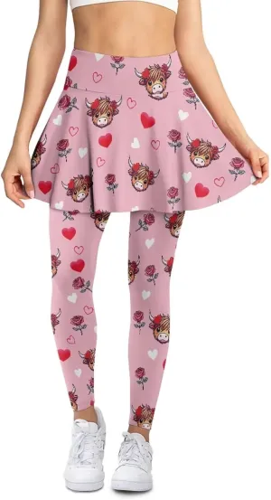 Women Athletic Tennis Skirts with Legging,High Waisted Athletic Skorts Leggings,Skirted Leggings for Tennis Golf