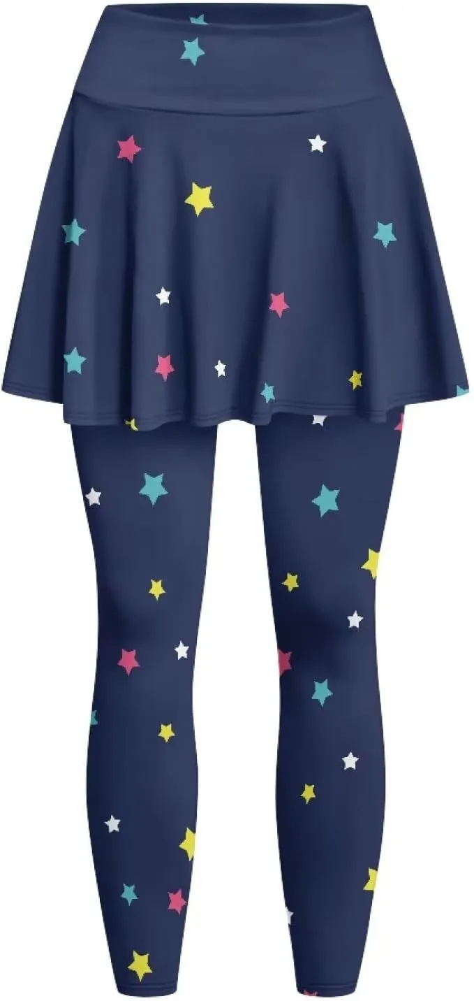 Women Athletic Tennis Skirts with Legging,High Waisted Athletic Skorts Leggings,Skirted Leggings for Tennis Golf