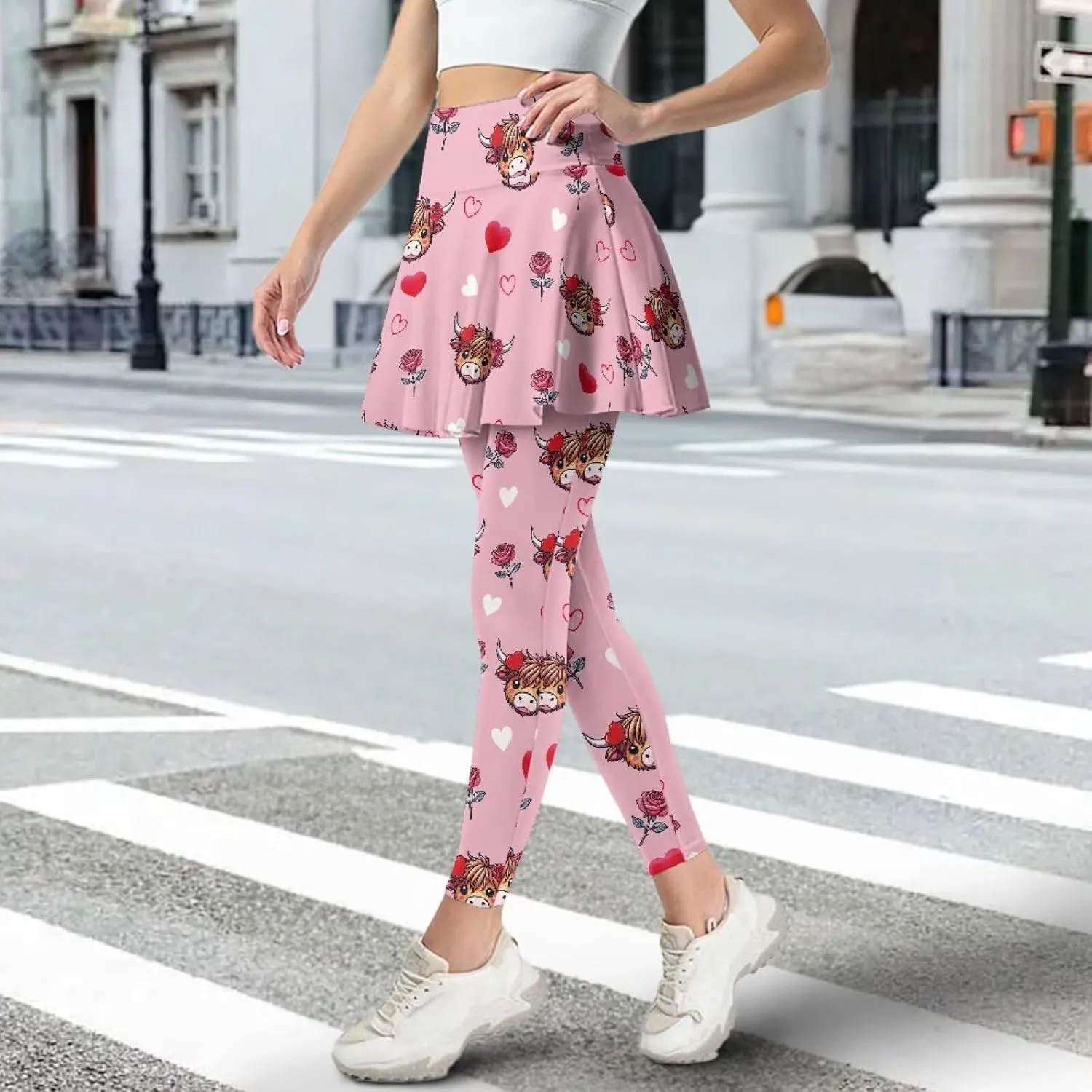 Women Athletic Tennis Skirts with Legging,High Waisted Athletic Skorts Leggings,Skirted Leggings for Tennis Golf