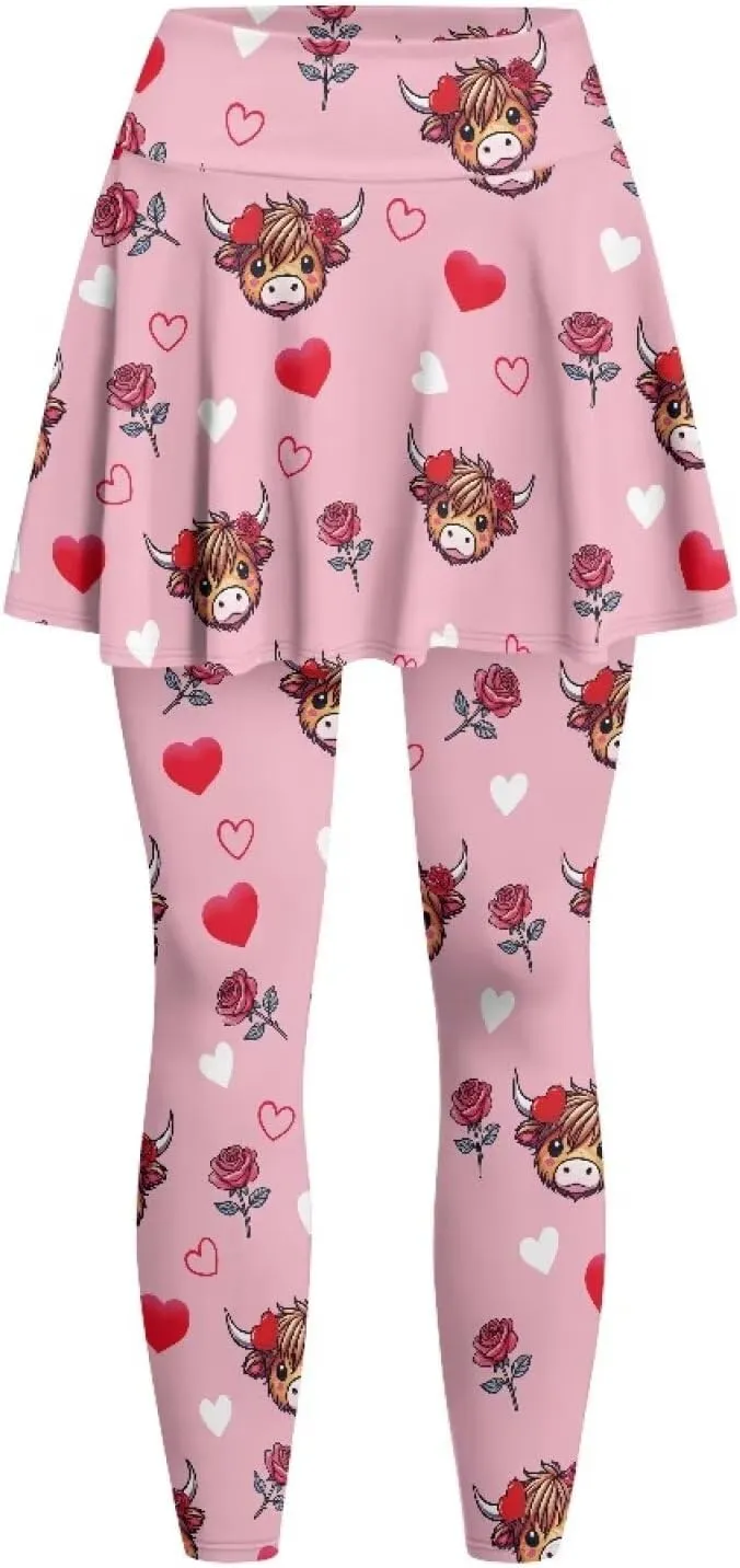 Women Athletic Tennis Skirts with Legging,High Waisted Athletic Skorts Leggings,Skirted Leggings for Tennis Golf