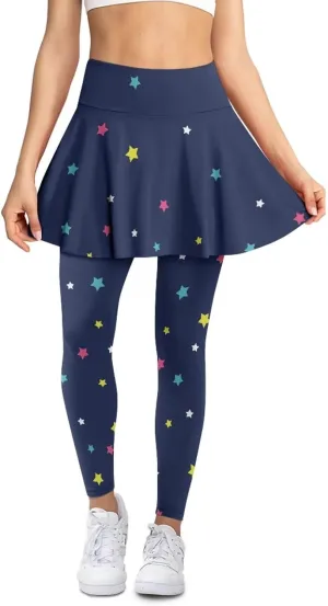 Women Athletic Tennis Skirts with Legging,High Waisted Athletic Skorts Leggings,Skirted Leggings for Tennis Golf
