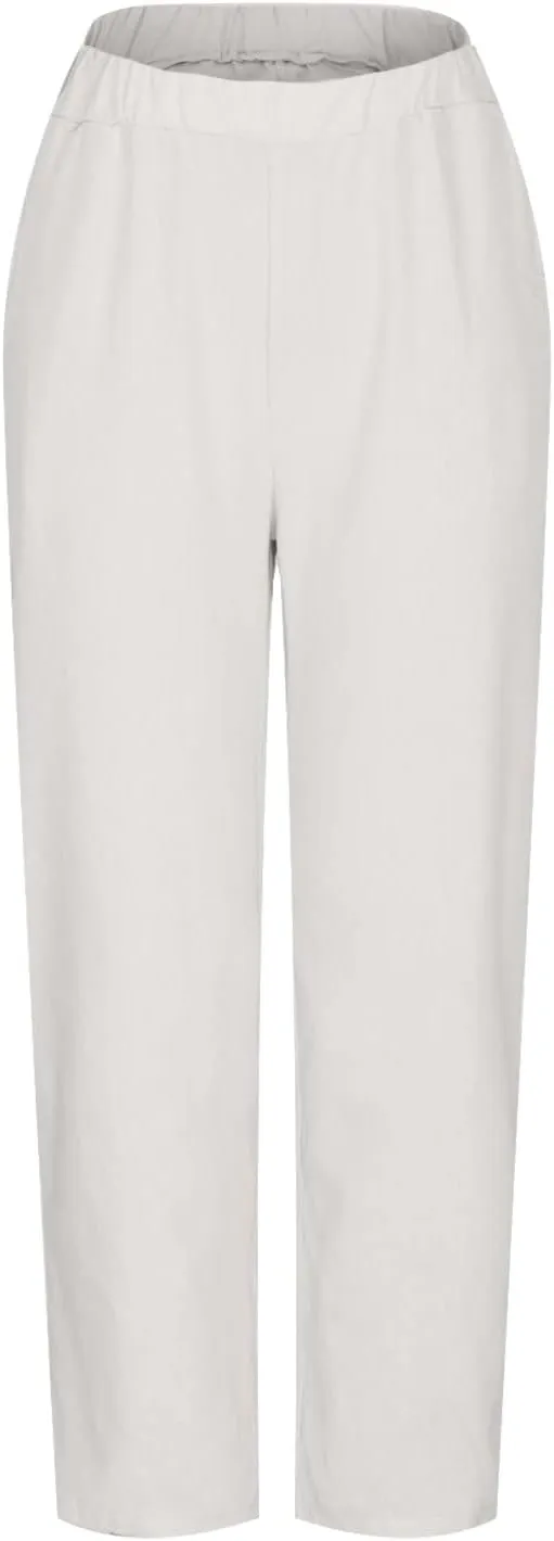Women Casual Cotton Tapered Capri Cargo Pants Loose Elastic Waist Ankle Cropped Trouser Summer Work Slacks with Pocket