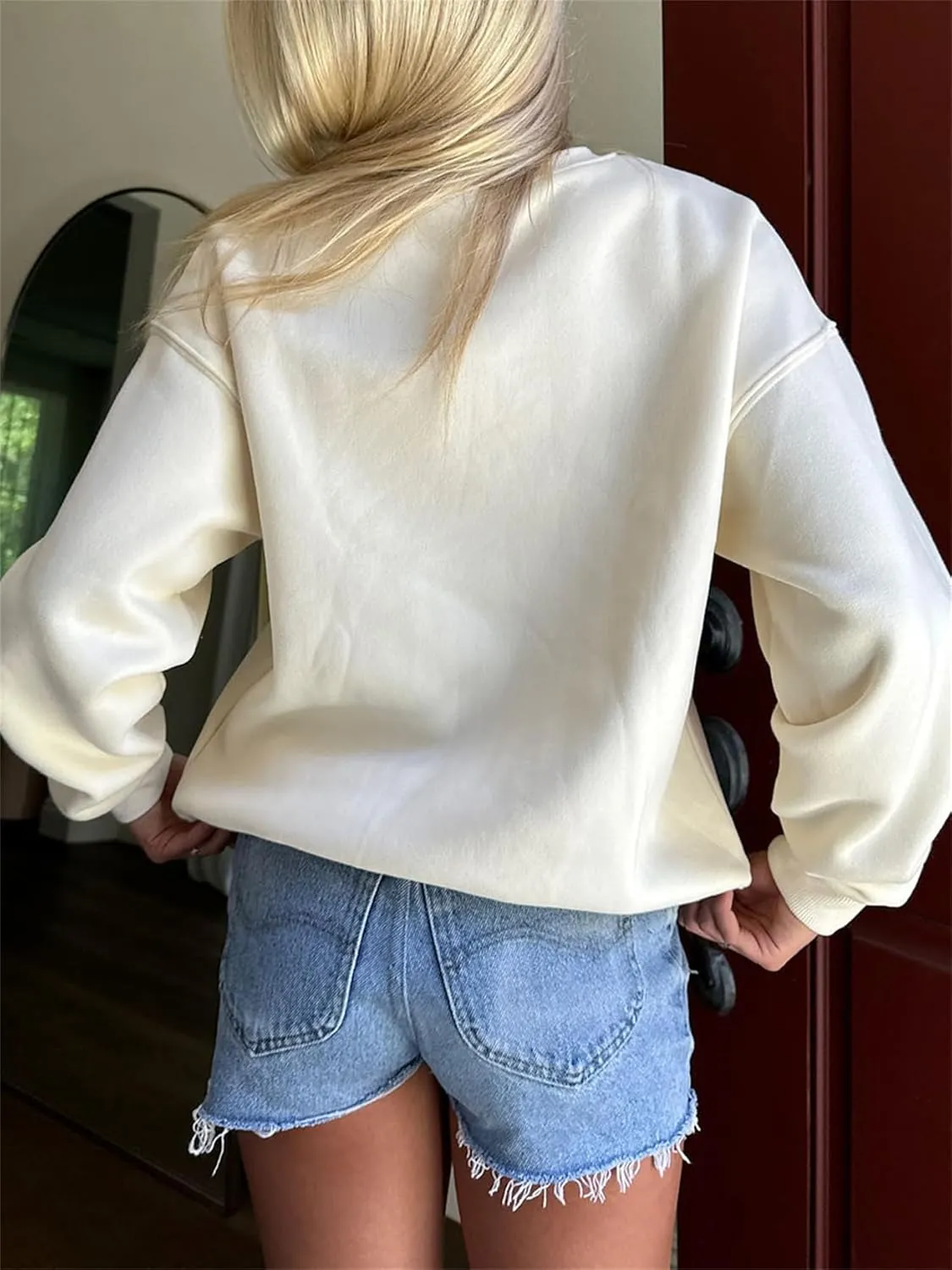 Women Cute Y2K Oversized Sweatshirt Long Sleeve Crewneck Bow Print Graphic Tees Fall Trendy Going Out Top Streetwear