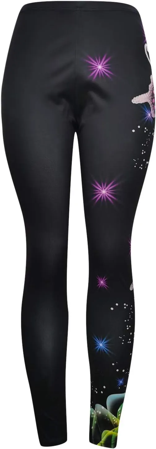 Women Fashion Butterfly Print Yoga Pants Plus Size Casual High Waist Sport Pants Fleece Pregnancy Yoga Pants Over Belly