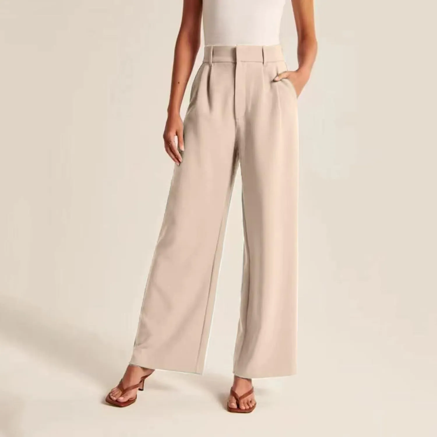 Women Wide Leg Pants for Women Work Business Casual High Waisted Dress Pants Flowy Trousers Elastic Waist Sweatpants