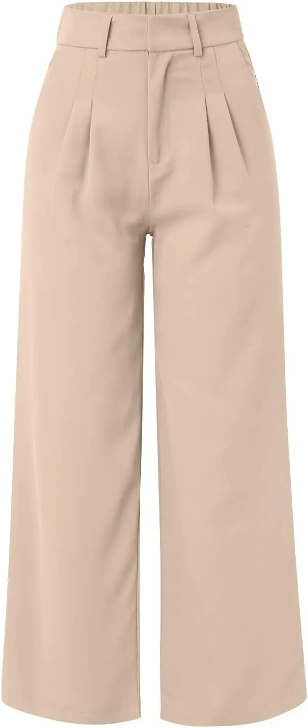 Women Wide Leg Pants for Women Work Business Casual High Waisted Dress Pants Flowy Trousers Elastic Waist Sweatpants