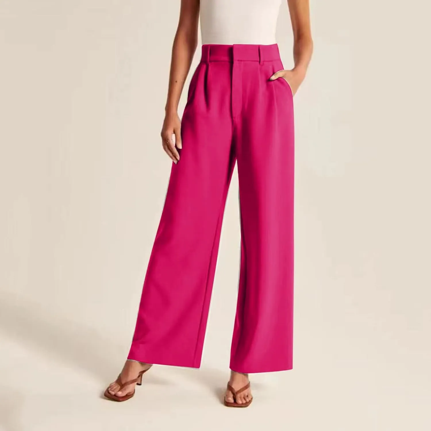 Women Wide Leg Pants for Women Work Business Casual High Waisted Dress Pants Flowy Trousers Elastic Waist Sweatpants