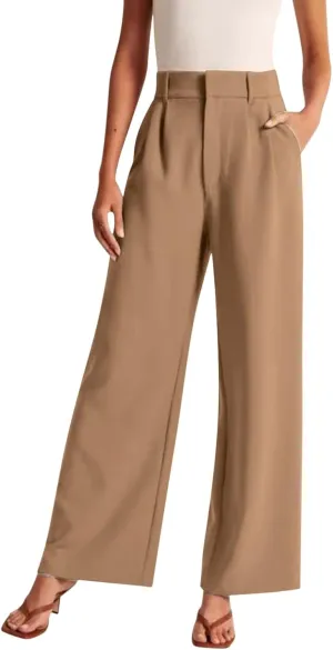 Women Wide Leg Pants for Women Work Business Casual High Waisted Dress Pants Flowy Trousers Elastic Waist Sweatpants