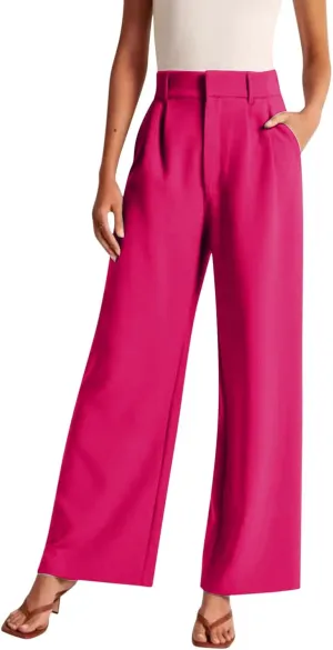 Women Wide Leg Pants for Women Work Business Casual High Waisted Dress Pants Flowy Trousers Elastic Waist Sweatpants