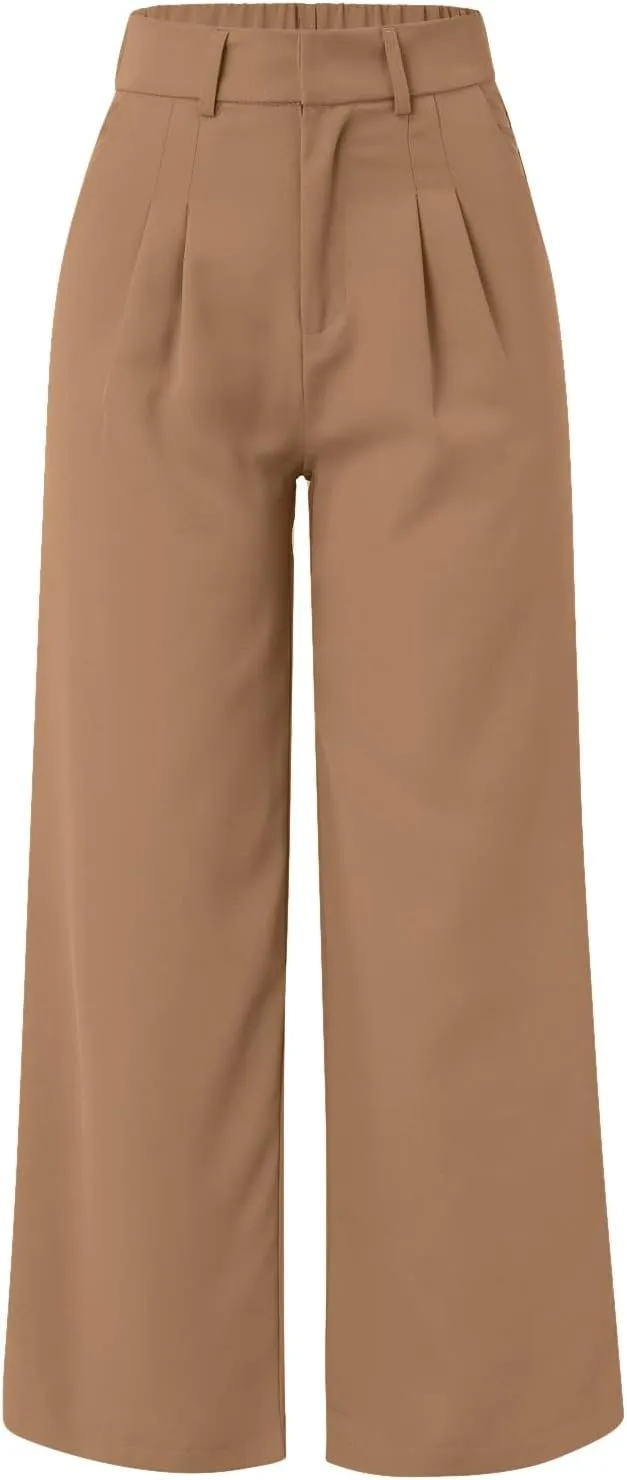 Women Wide Leg Pants for Women Work Business Casual High Waisted Dress Pants Flowy Trousers Elastic Waist Sweatpants
