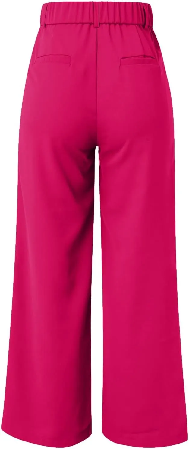 Women Wide Leg Pants for Women Work Business Casual High Waisted Dress Pants Flowy Trousers Elastic Waist Sweatpants