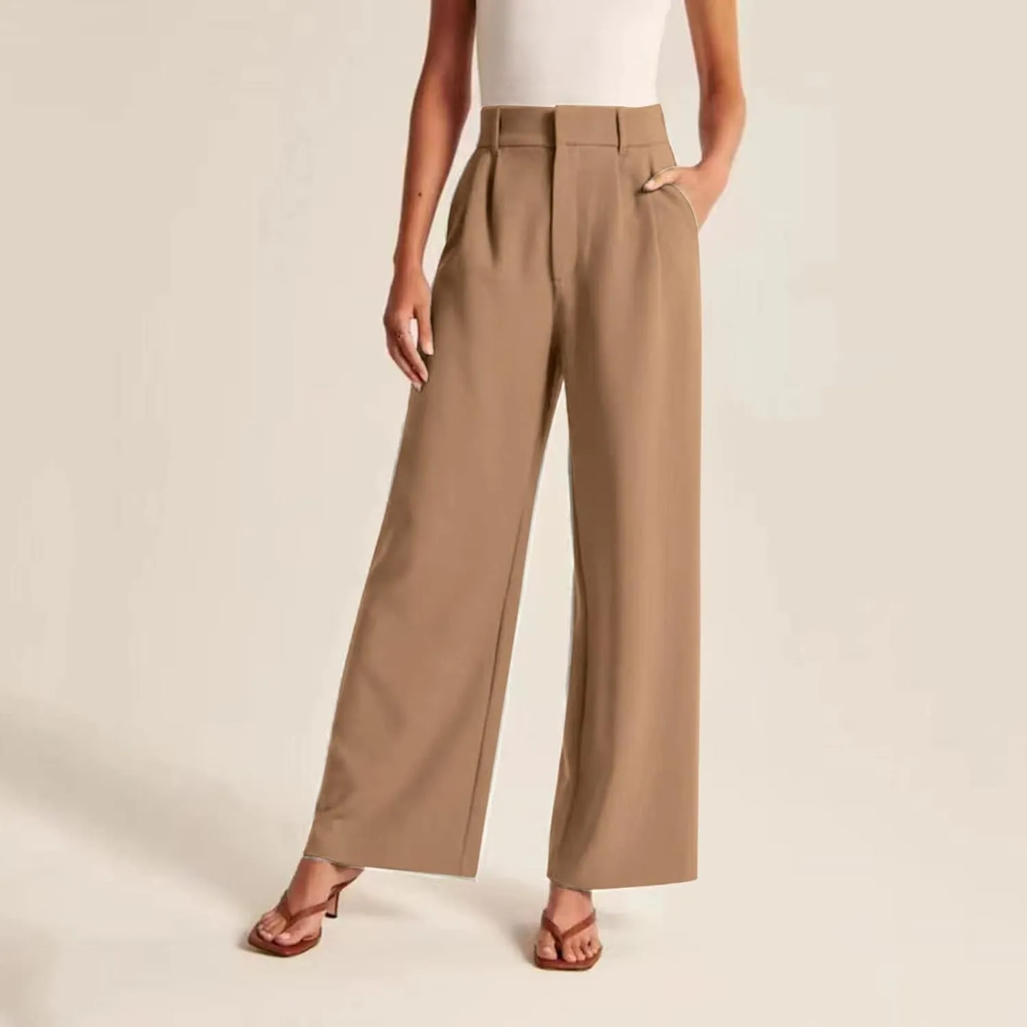 Women Wide Leg Pants for Women Work Business Casual High Waisted Dress Pants Flowy Trousers Elastic Waist Sweatpants