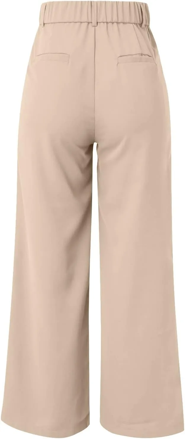 Women Wide Leg Pants for Women Work Business Casual High Waisted Dress Pants Flowy Trousers Elastic Waist Sweatpants