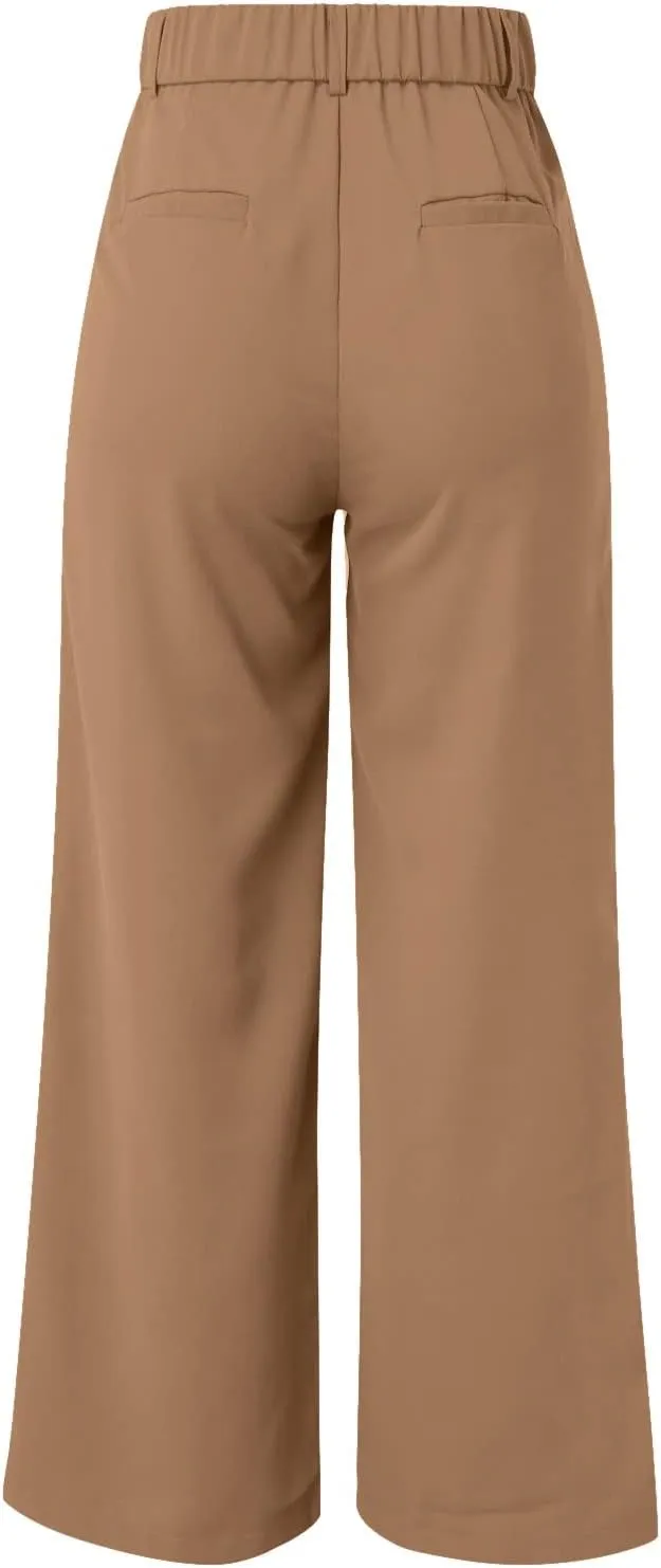 Women Wide Leg Pants for Women Work Business Casual High Waisted Dress Pants Flowy Trousers Elastic Waist Sweatpants