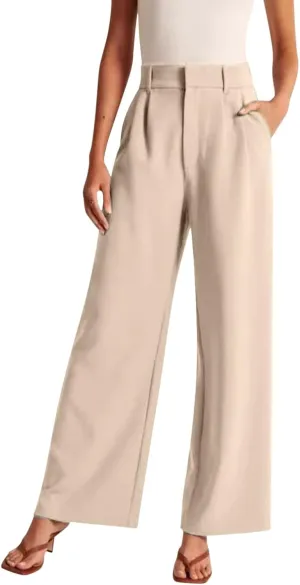 Women Wide Leg Pants for Women Work Business Casual High Waisted Dress Pants Flowy Trousers Elastic Waist Sweatpants