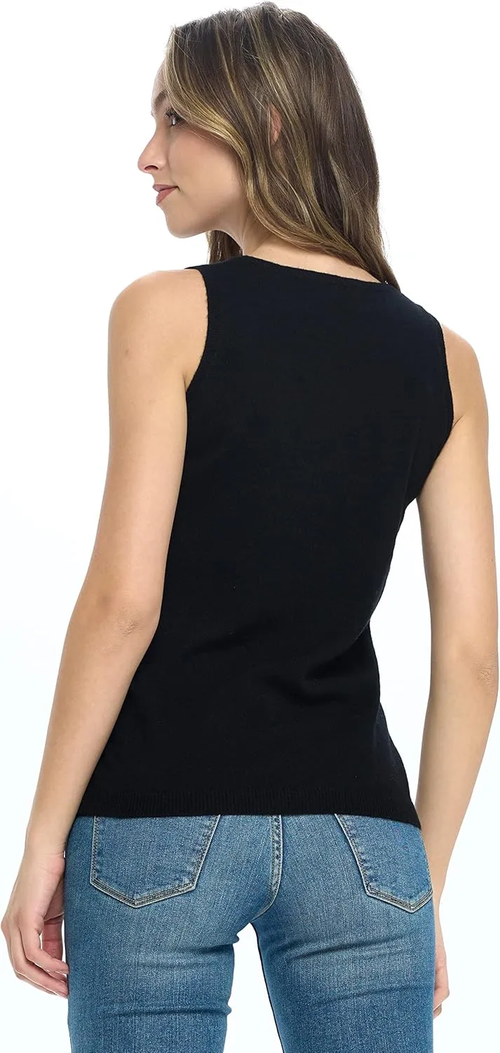 Women's 100% Cashmere Soft Full Length Vest Pajama Tank Top