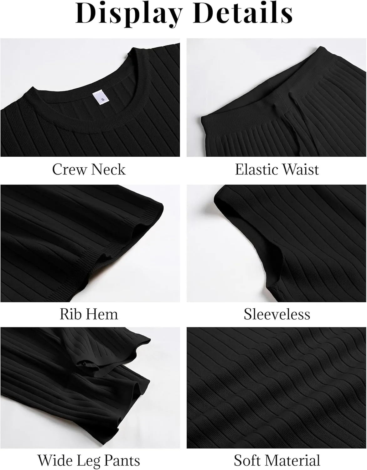 Womens 2 Piece Knit Lounge Set Sleeveless Ribbed Pullover Top and Wide Leg Pants Outfit