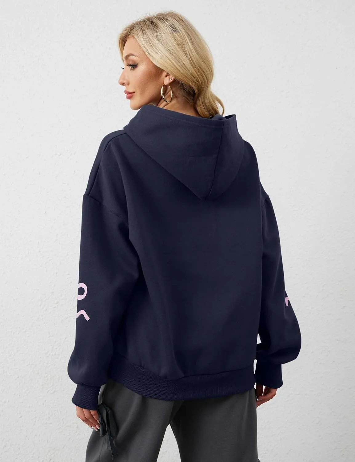 Womens Bow Graphic Hoodie Cute Bow Sweater Oversized Long Sleeve Fleece Sweatshirt Drop Shoulder Pullover Tops