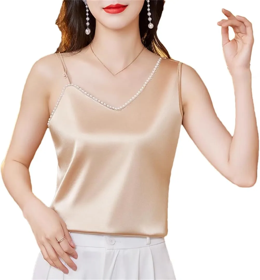 Women's Camisole Vest Spring and Summer Irregular Satin Sleeveless top
