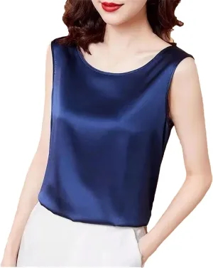 Women's Camisoles Satin Sleeveless Top Scoop Neck Camisole Casual Cami Shirt