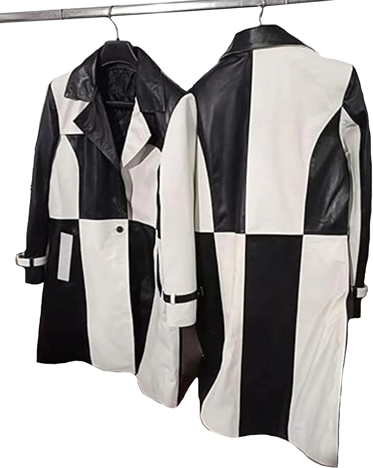 Women's Casual Real Lambskin Designer Handmade Two Tone Long Leather Trench Coat Full Length Overcoat