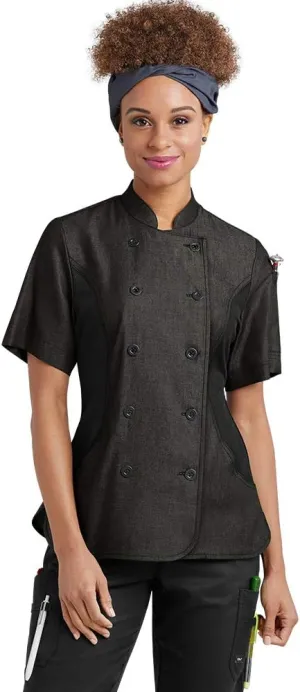 Women's Chambray Chef Coat with Mesh Side Panels (XS-3X, 2 Colors)