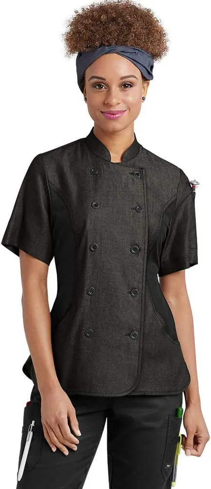 Women's Chambray Chef Coat with Mesh Side Panels (XS-3X, 2 Colors)