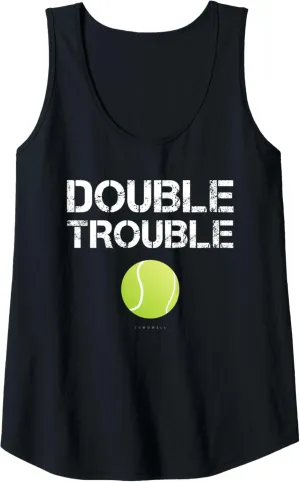 Womens Double Trouble Tanks - Funny Tennis Team Gift Tank Top