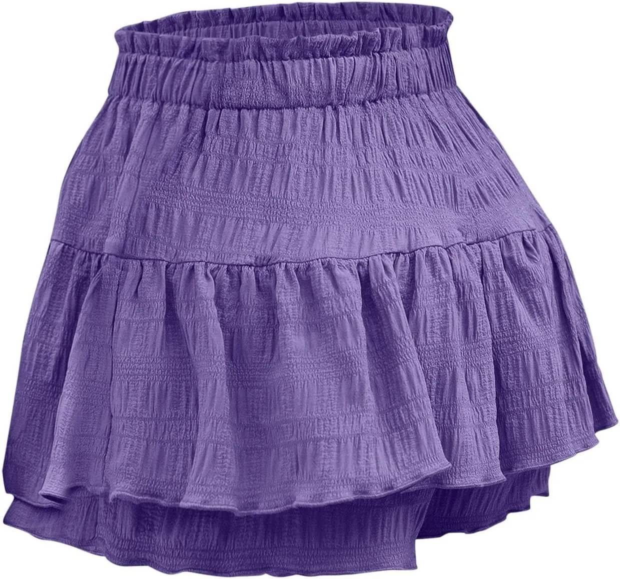 Womens Flowy Casual Shorts Boho Simple Ruffle Tiered Skorts High Waist Wide Leg Loose Beach 2025 Vacation Cute Short