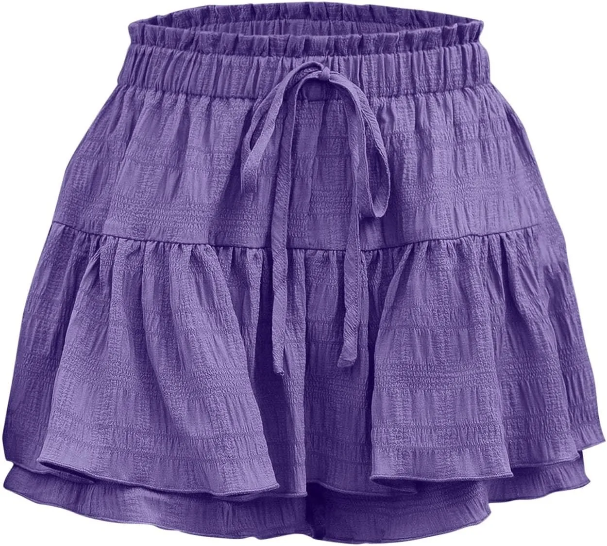 Womens Flowy Casual Shorts Boho Simple Ruffle Tiered Skorts High Waist Wide Leg Loose Beach 2025 Vacation Cute Short