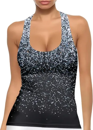 Womens Graphic Tank Tops Racerback Sleeveless Summer Heart Print Top