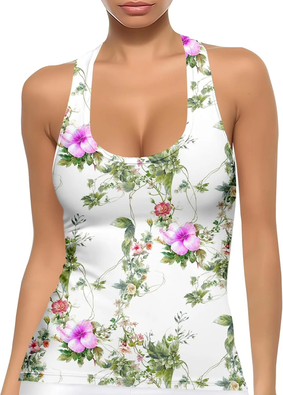 Womens Graphic Tank Tops Racerback Sleeveless Summer Heart Print Top