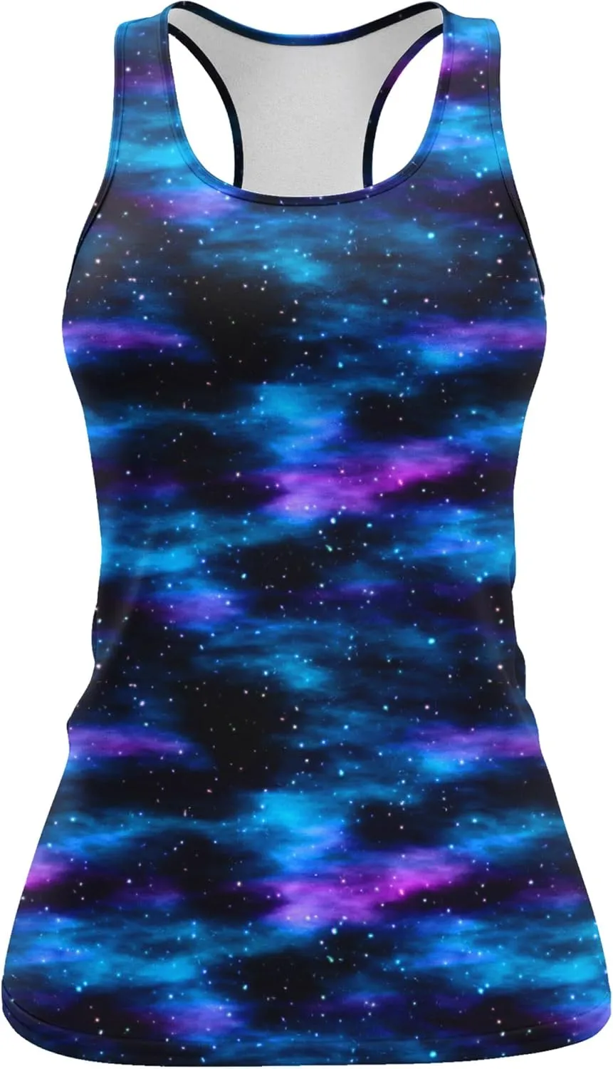 Womens Graphic Tank Tops Racerback Sleeveless Summer Hummingbird Print Top