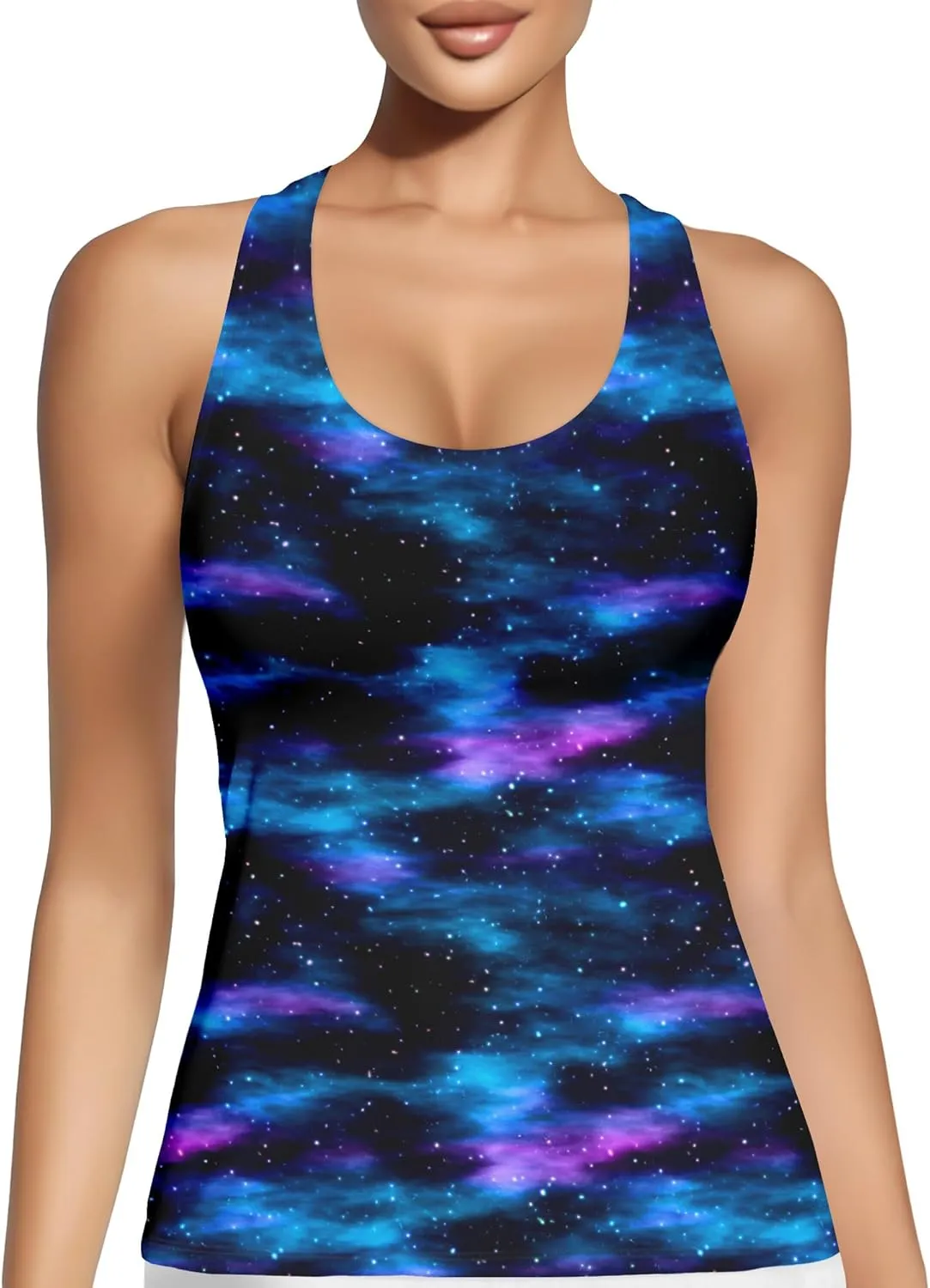Womens Graphic Tank Tops Racerback Sleeveless Summer Hummingbird Print Top