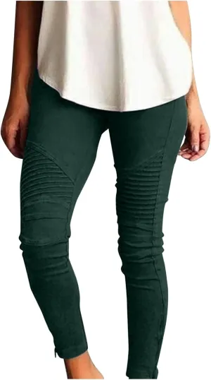 Womens Large Multi Color Fashion Casual Slim Fitting Solid Color Elastic Pants with Pockets Travel Pants for Women