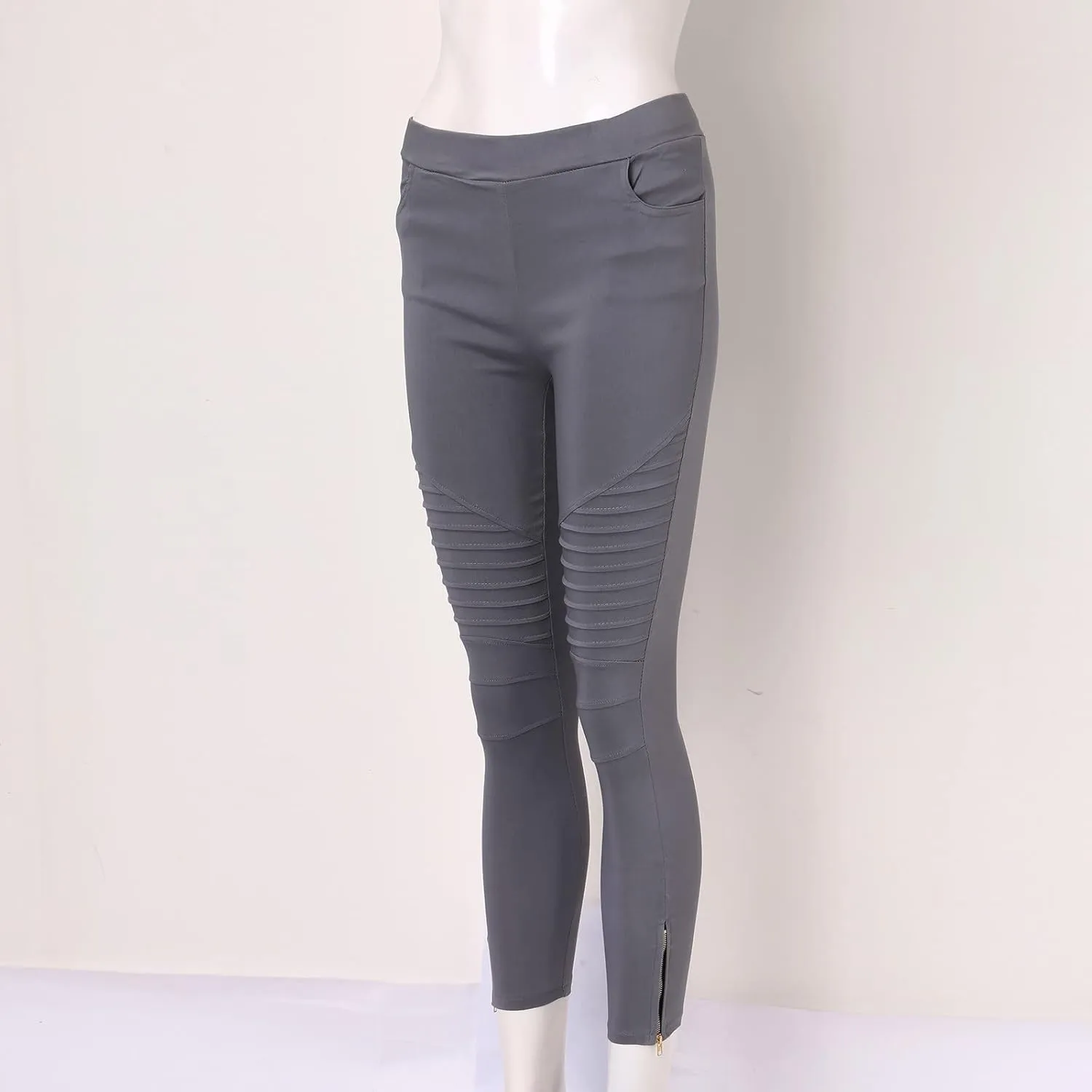 Womens Large Multi Color Fashion Casual Slim Fitting Solid Color Elastic Pants with Pockets Travel Pants for Women